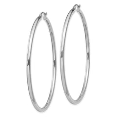 Sterling Silver Rhodium-plated 2.5mm Round Hoop Earrings - 11