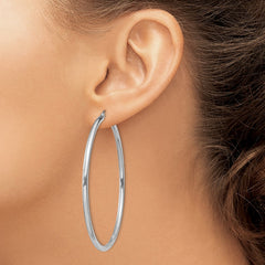 Sterling Silver Rhodium-plated 2.5mm Round Hoop Earrings - 11