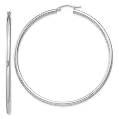 Sterling Silver Rhodium-plated 2.5mm Round Hoop Earrings - 11