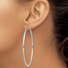Sterling Silver Rhodium-plated 2.5mm Round Hoop Earrings - 12