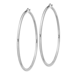 Sterling Silver Rhodium-plated 2.5mm Round Hoop Earrings - 3