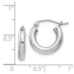 Sterling Silver Rhodium-plated 3mm Round Hoop Earrings - 9