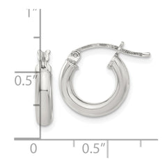 Sterling Silver 3mm Round Hoop Earrings - 5