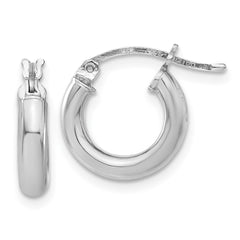 Sterling Silver Rhodium-plated 3mm Round Hoop Earrings - 9
