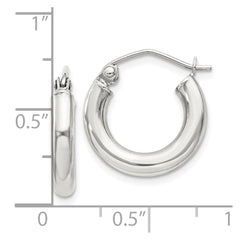 Sterling Silver 3mm Round Hoop Earrings - 9