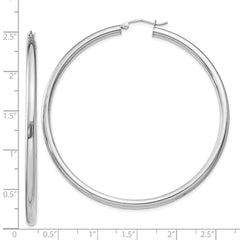 Sterling Silver Rhodium-plated 3mm Round Hoop Earrings - 6