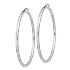 Sterling Silver Rhodium-plated 3mm Round Hoop Earrings - 12