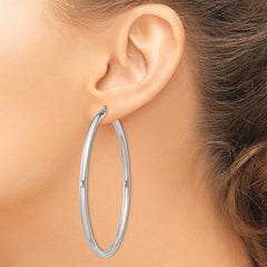 Sterling Silver Rhodium-plated 3mm Round Hoop Earrings - 12