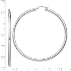 Sterling Silver Rhodium-plated 3mm Round Hoop Earrings - 12