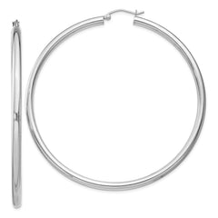 Sterling Silver Rhodium-plated 3mm Round Hoop Earrings - 12