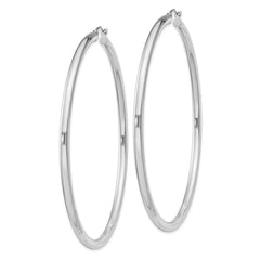 Sterling Silver Rhodium-plated 3mm Round Hoop Earrings - 10