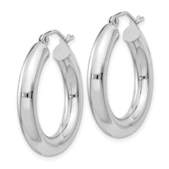 Sterling Silver Rhodium-plated 4mm Round Hoop Earrings - 9