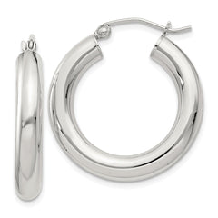 Sterling Silver 4mm Round Hoop Earrings - 6