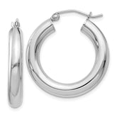 Sterling Silver Rhodium-plated 4mm Round Hoop Earrings - 9