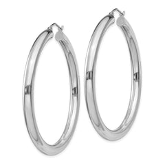 Sterling Silver Rhodium-plated 4mm Round Hoop Earrings - 10