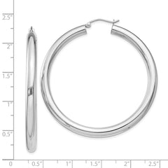 Sterling Silver Rhodium-plated 4mm Round Hoop Earrings - 10