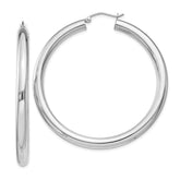 Sterling Silver Rhodium-plated 4mm Round Hoop Earrings - 10