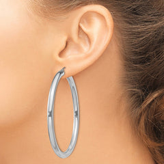 Sterling Silver Rhodium-plated 4mm Round Hoop Earrings - 7