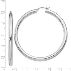 Sterling Silver Rhodium-plated 4mm Round Hoop Earrings - 7