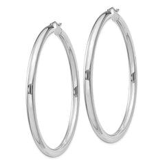 Sterling Silver Rhodium-plated 4mm Round Hoop Earrings - 11