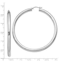 Sterling Silver Rhodium-plated 4mm Round Hoop Earrings - 11