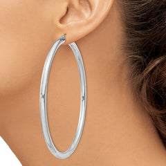 Sterling Silver Rhodium-plated 4mm Round Hoop Earrings - 8