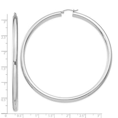 Sterling Silver Rhodium-plated 4mm Round Hoop Earrings - 8