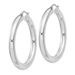 Sterling Silver Rhodium-plated 5mm Round Hoop Earrings - 9