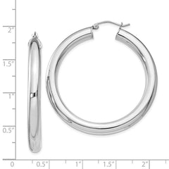 Sterling Silver Rhodium-plated 5mm Round Hoop Earrings - 9