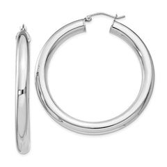 Sterling Silver Rhodium-plated 5mm Round Hoop Earrings - 9