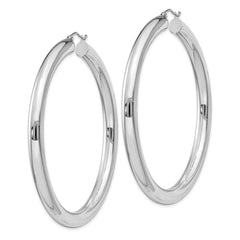 Sterling Silver Rhodium-plated 5mm Round Hoop Earrings - 8