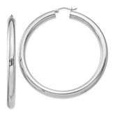 Sterling Silver Rhodium-plated 5mm Round Hoop Earrings - 8