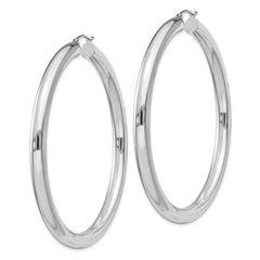 Sterling Silver Rhodium-plated 5mm Round Hoop Earrings - 6