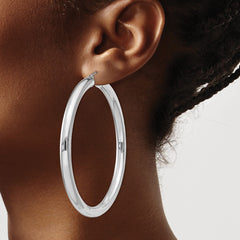 Sterling Silver Rhodium-plated 5mm Round Hoop Earrings - 6
