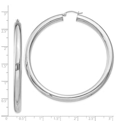Sterling Silver Rhodium-plated 5mm Round Hoop Earrings - 6