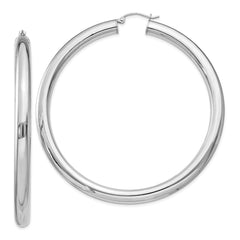 Sterling Silver Rhodium-plated 5mm Round Hoop Earrings - 6
