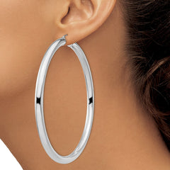 Sterling Silver Rhodium-plated 5mm Round Hoop Earrings - 7