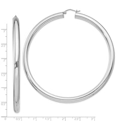 Sterling Silver Rhodium-plated 5mm Round Hoop Earrings - 7