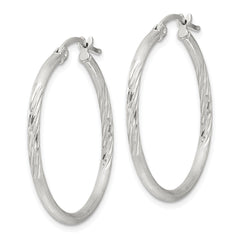 Sterling Silver 2mm Polished/Satin D/C Hoop Earrings - 8