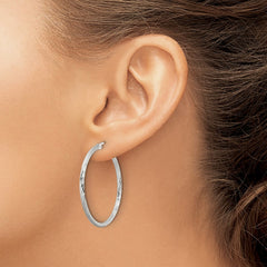 Sterling Silver 2mm Polished/Satin D/C Hoop Earrings - 4