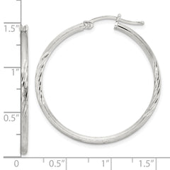 Sterling Silver 2mm Polished/Satin D/C Hoop Earrings - 4