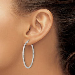 Sterling Silver 2mm Polished/Satin D/C Hoop Earrings - 9