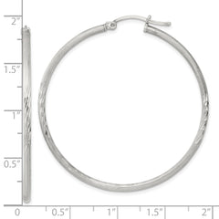 Sterling Silver 2mm Polished/Satin D/C Hoop Earrings - 14