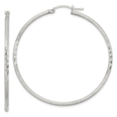 Sterling Silver 2mm Polished/Satin D/C Hoop Earrings - 5
