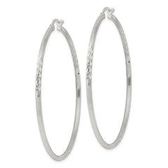 Sterling Silver 2mm Polished/Satin D/C Hoop Earrings - 7