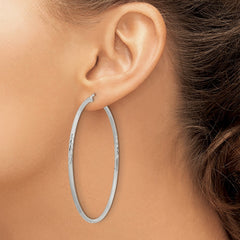Sterling Silver 2mm Polished/Satin D/C Hoop Earrings - 10