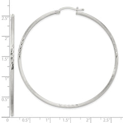 Sterling Silver 2mm Polished/Satin D/C Hoop Earrings - 10