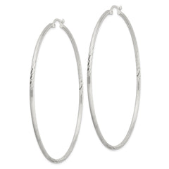 Sterling Silver 2mm Polished/Satin D/C Hoop Earrings - 15