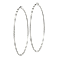 Sterling Silver 2mm Polished/Satin D/C Hoop Earrings - 11