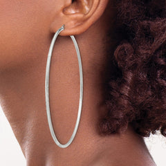 Sterling Silver 2mm Polished/Satin D/C Hoop Earrings - 11